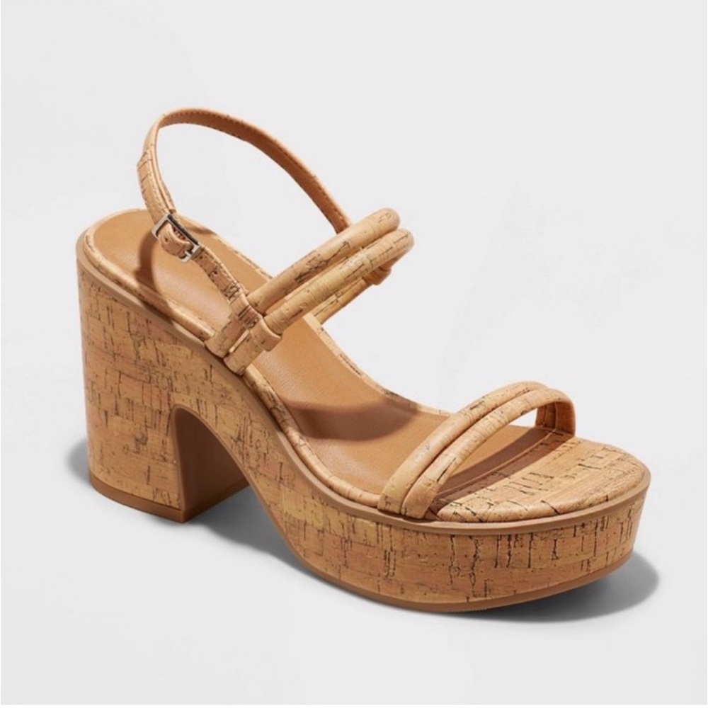 Universal Thread Alva Cork Platform Slingback San… - image 1